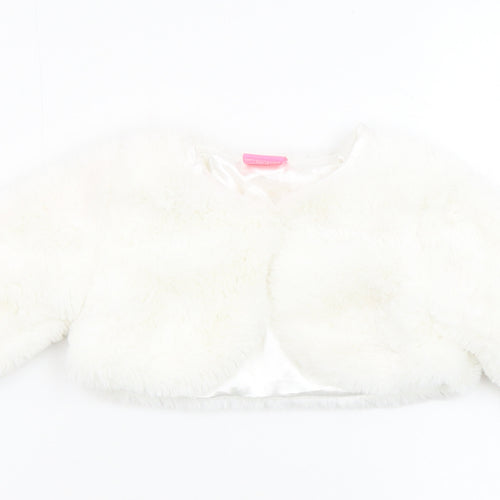 Cutey Couture Girls Ivory Basic Jacket Jacket Size 6-9 Months Button - Faux Fur, Size 6-12