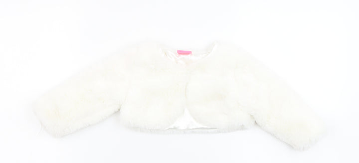 Cutey Couture Girls Ivory Basic Jacket Jacket Size 6-9 Months Button - Faux Fur, Size 6-12
