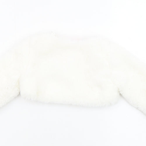 Cutey Couture Girls Ivory Basic Jacket Jacket Size 6-9 Months Button - Faux Fur, Size 6-12