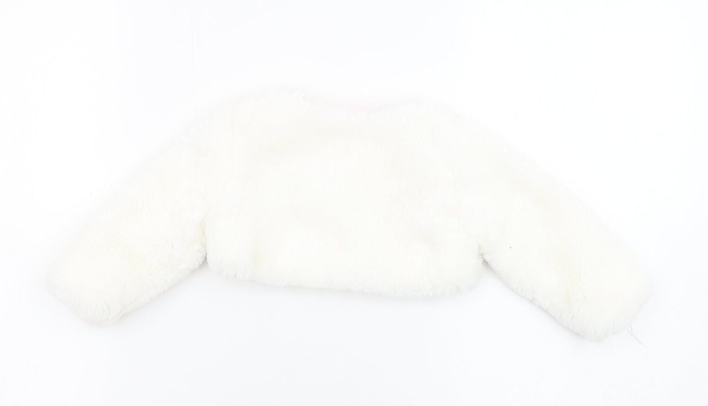 Cutey Couture Girls Ivory Basic Jacket Jacket Size 6-9 Months Button - Faux Fur, Size 6-12