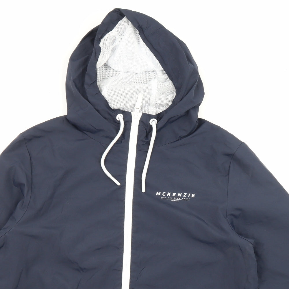 McKenzie Mens Blue Windbreaker Jacket Size S Zip
