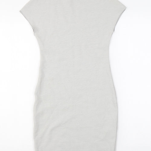 Zara Womens Grey Viscose Bodycon Size S Mock Neck Pullover
