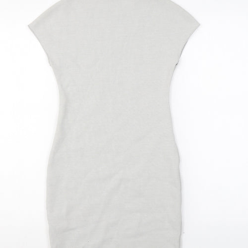 Zara Womens Grey Viscose Bodycon Size S Mock Neck Pullover