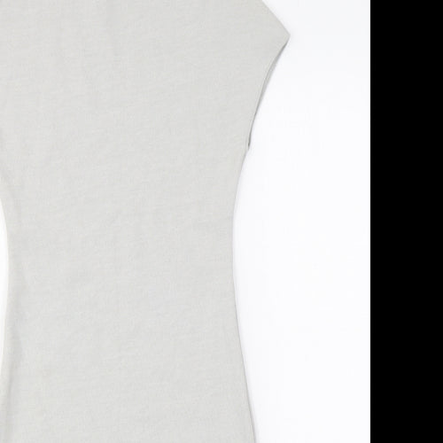 Zara Womens Grey Viscose Bodycon Size S Mock Neck Pullover