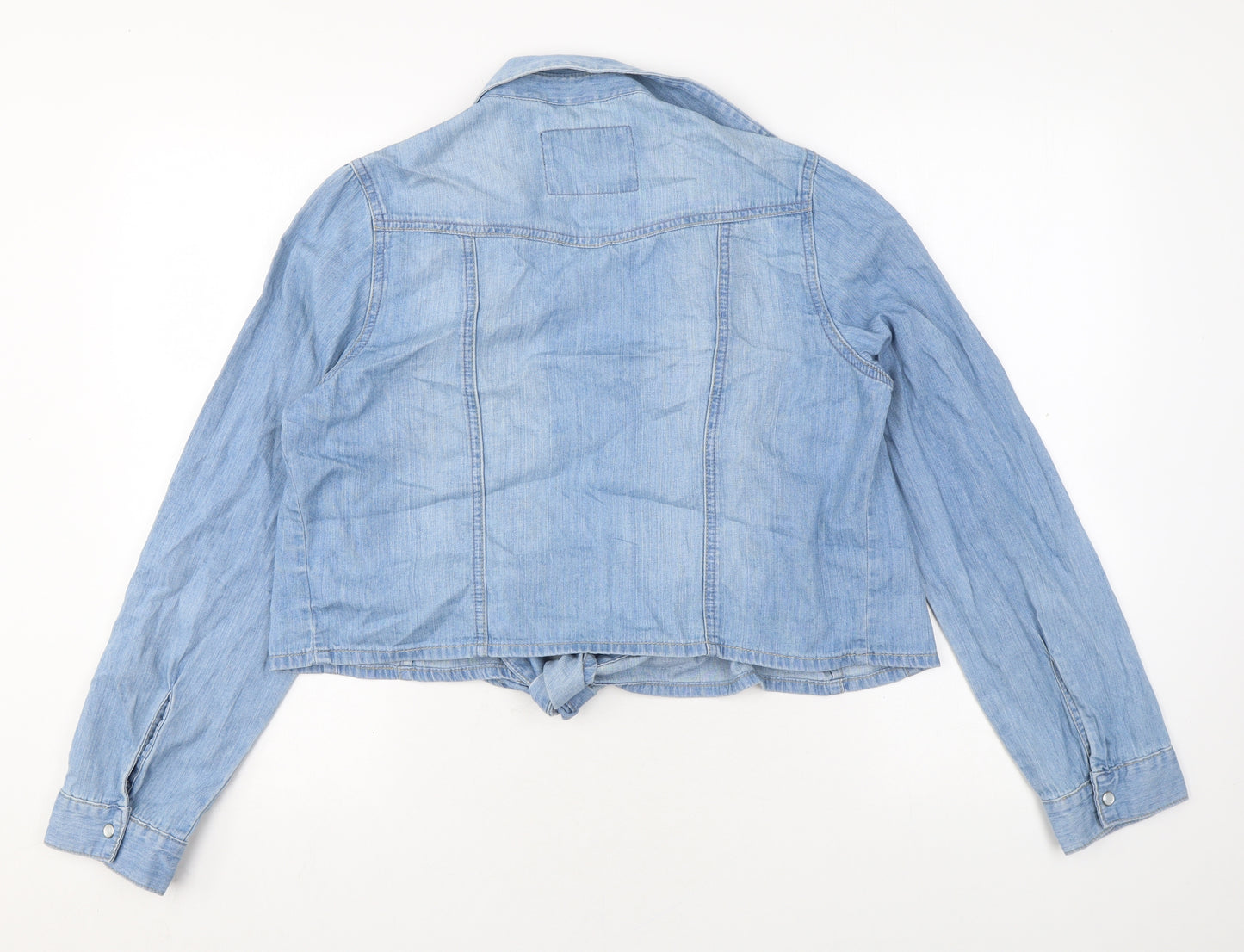 NEXT Womens Blue Cotton Basic Blouse Size 14 V-Neck