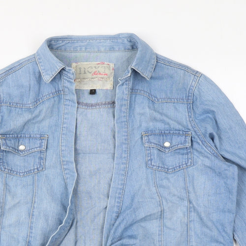 NEXT Womens Blue Cotton Basic Blouse Size 14 V-Neck