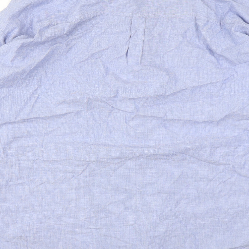 NEXT Womens Blue Cotton Basic Button-Up Size 14 Collared