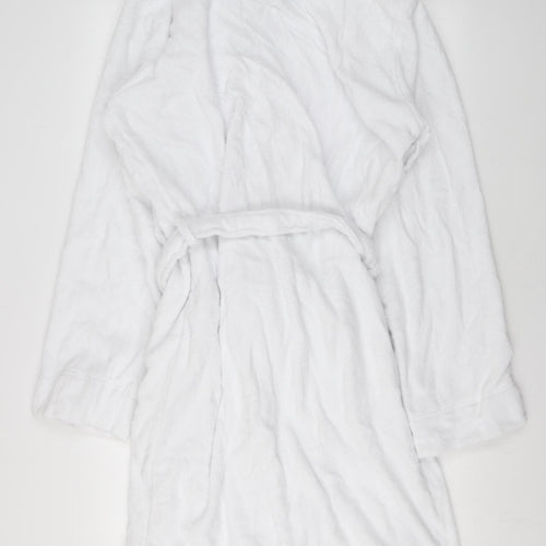 Marks and Spencer Womens White Solid Cotton Kaftan Gown Size L Tie