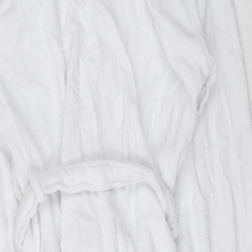 Marks and Spencer Womens White Solid Cotton Kaftan Gown Size L Tie
