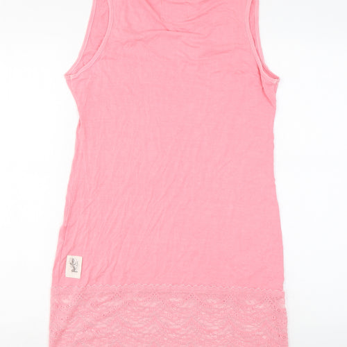 A Postcard From Brighton Womens Pink Viscose Basic Tank Size 12 Round Neck - Lace