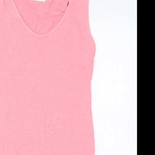 A Postcard From Brighton Womens Pink Viscose Basic Tank Size 12 Round Neck - Lace