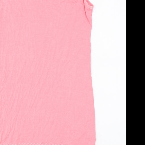 A Postcard From Brighton Womens Pink Viscose Basic Tank Size 12 Round Neck - Lace