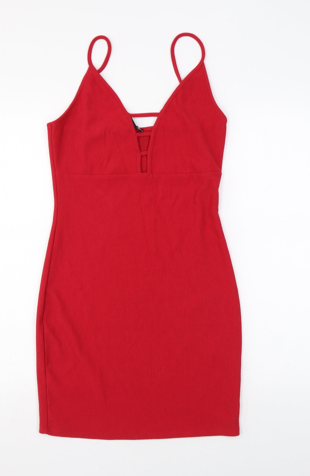 FOREVER 21 Womens Red Polyester Bodycon Size M V-Neck Pullover