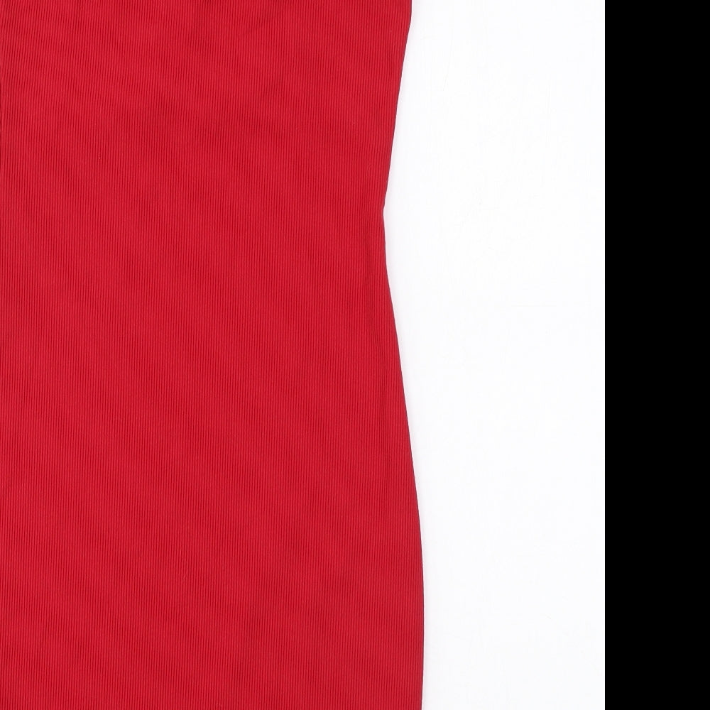 FOREVER 21 Womens Red Polyester Bodycon Size M V-Neck Pullover