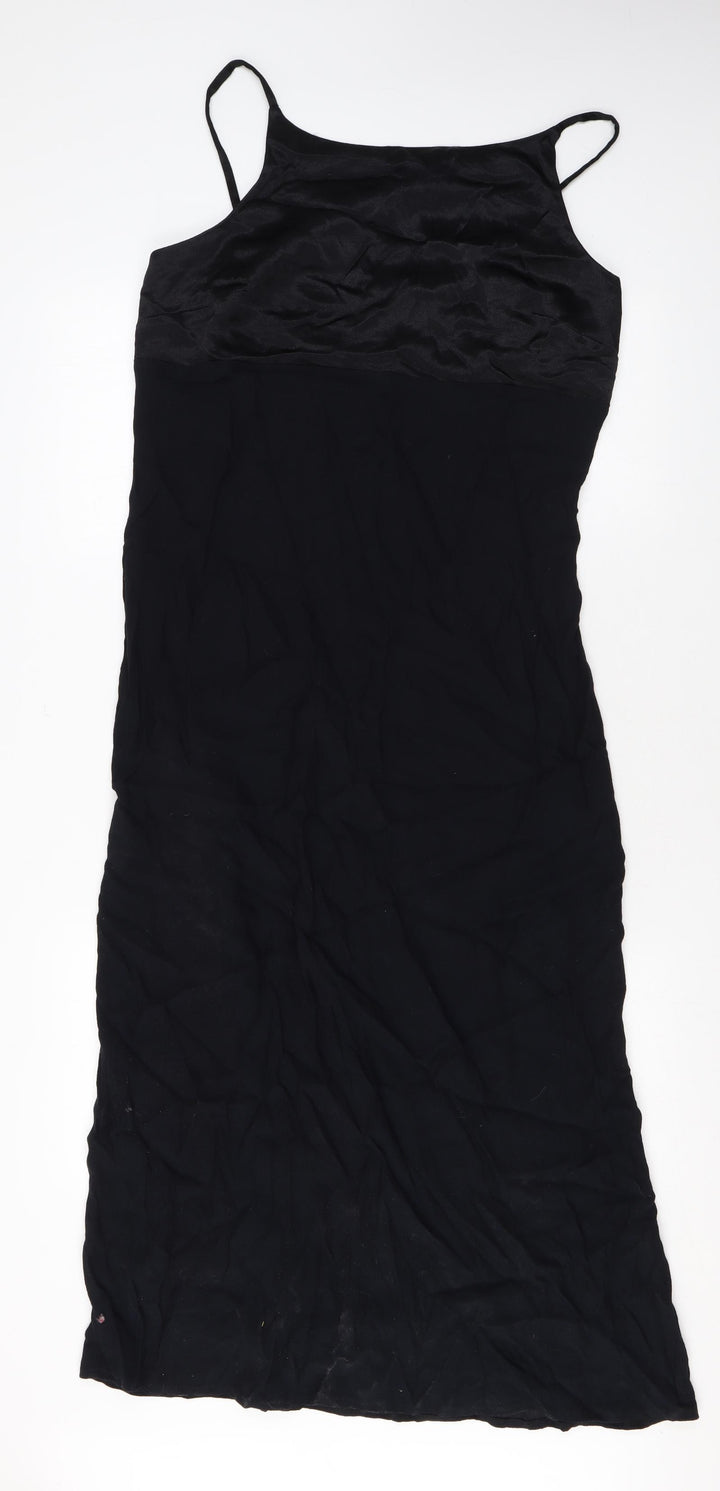 BHS Womens Black Viscose A-Line Size 14 Halter Zip