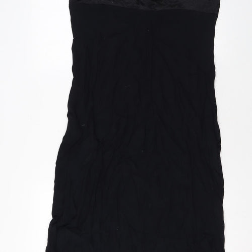 BHS Womens Black Viscose A-Line Size 14 Halter Zip