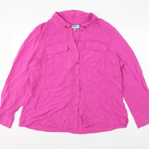 Hawes & Curtis Womens Pink Viscose Basic Button-Up Size 2 Collared