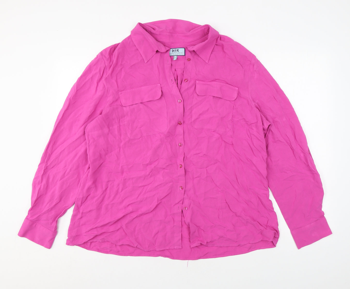 Hawes & Curtis Womens Pink Viscose Basic Button-Up Size 2 Collared