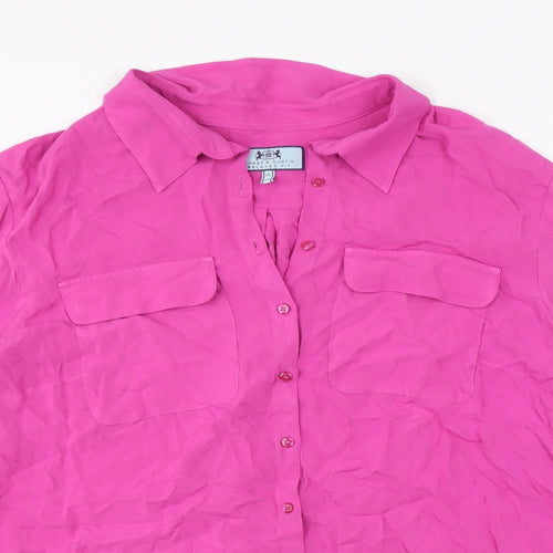Hawes & Curtis Womens Pink Viscose Basic Button-Up Size 2 Collared