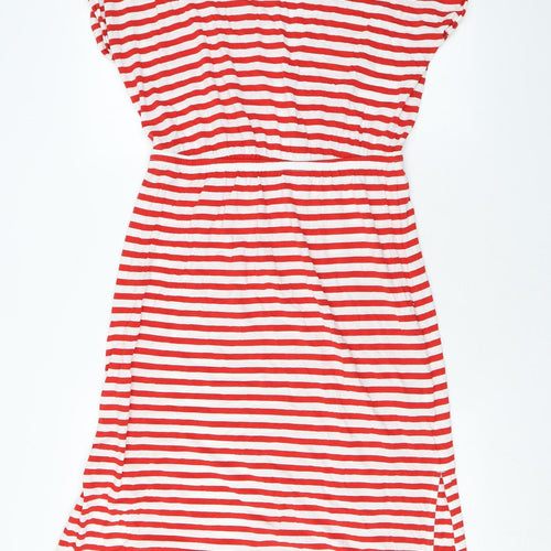 H&M Womens Red Striped Cotton T-Shirt Dress Size M Round Neck Pullover
