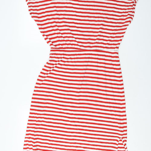H&M Womens Red Striped Cotton T-Shirt Dress Size M Round Neck Pullover