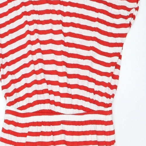 H&M Womens Red Striped Cotton T-Shirt Dress Size M Round Neck Pullover