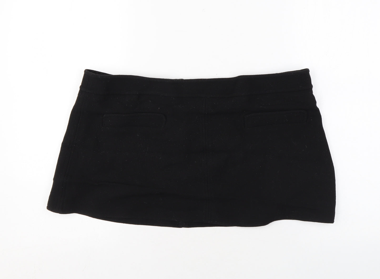 Zara Womens Black Polyester Mini Skirt Size 2XL Zip