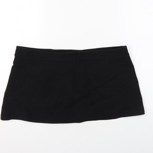Zara Womens Black Polyester Mini Skirt Size 2XL Zip