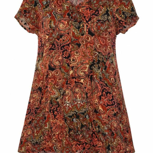 Alice & You Womens Orange Paisley Viscose A-Line Size 12 V-Neck Pullover