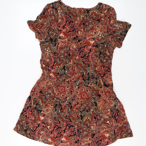 Alice & You Womens Orange Paisley Viscose A-Line Size 12 V-Neck Pullover