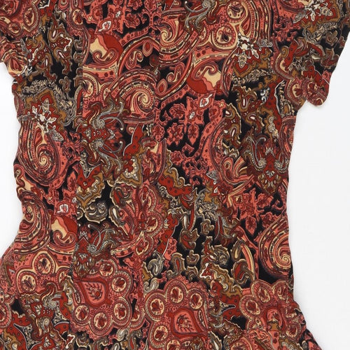 Alice & You Womens Orange Paisley Viscose A-Line Size 12 V-Neck Pullover