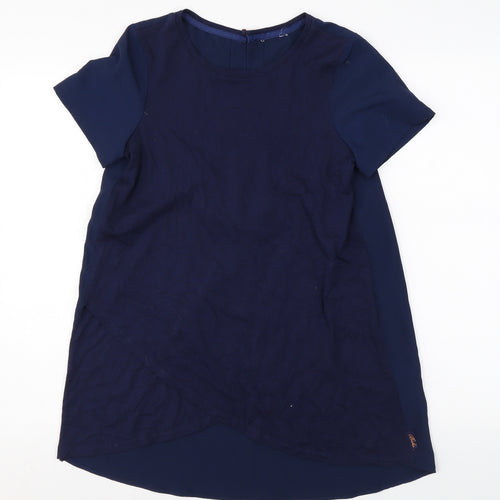 Baker Girls Blue Cotton Basic T-Shirt Size 13-14 Years Round Neck Button