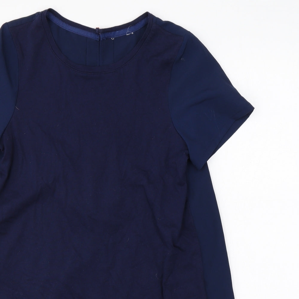 Baker Girls Blue Cotton Basic T-Shirt Size 13-14 Years Round Neck Button