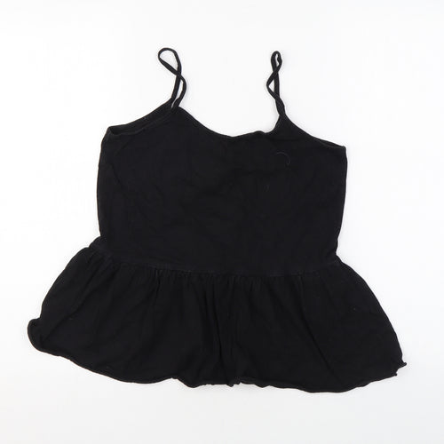 ASOS Womens Black Cotton Camisole Tank Size 8 Scoop Neck