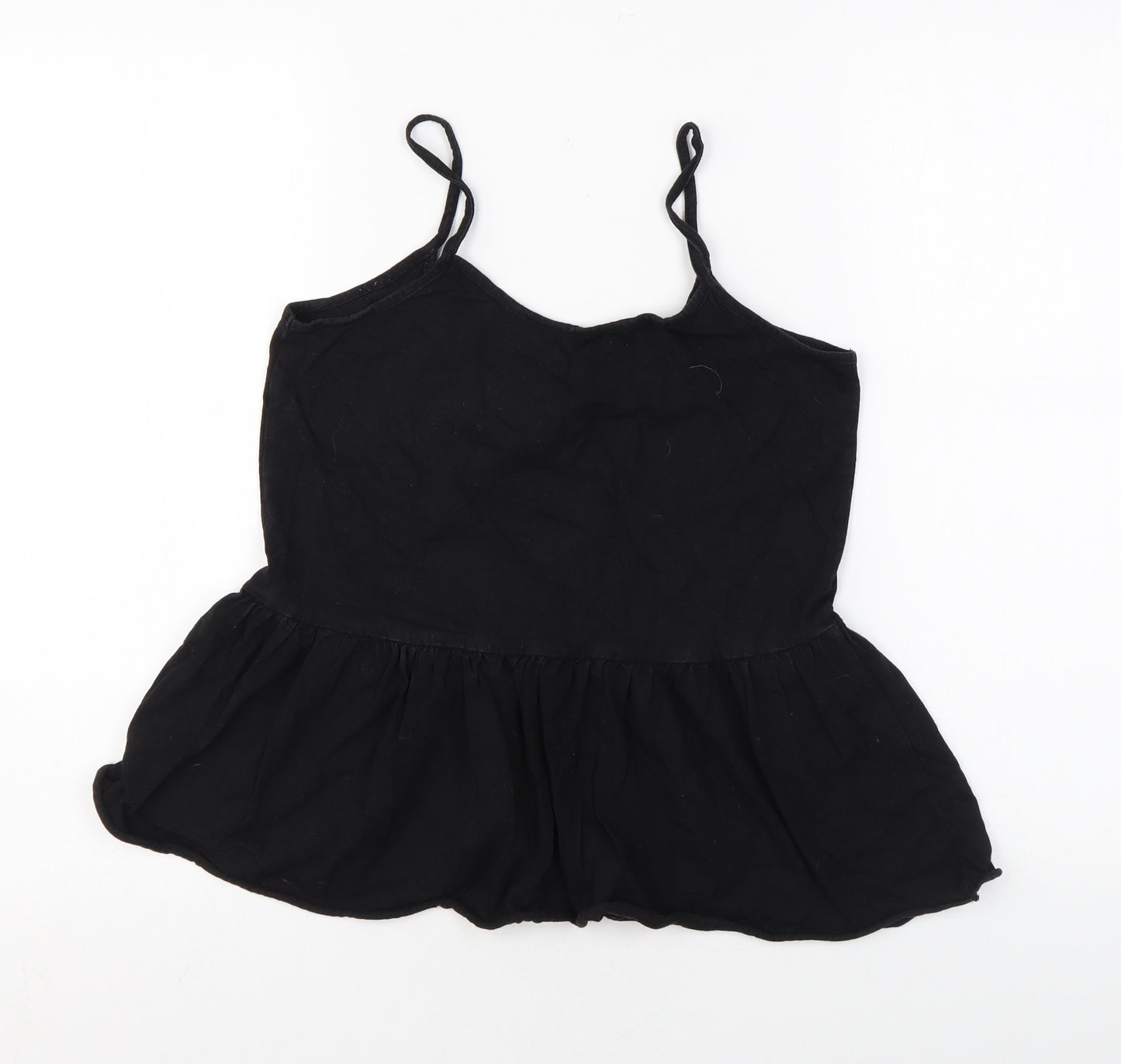ASOS Womens Black Cotton Camisole Tank Size 8 Scoop Neck