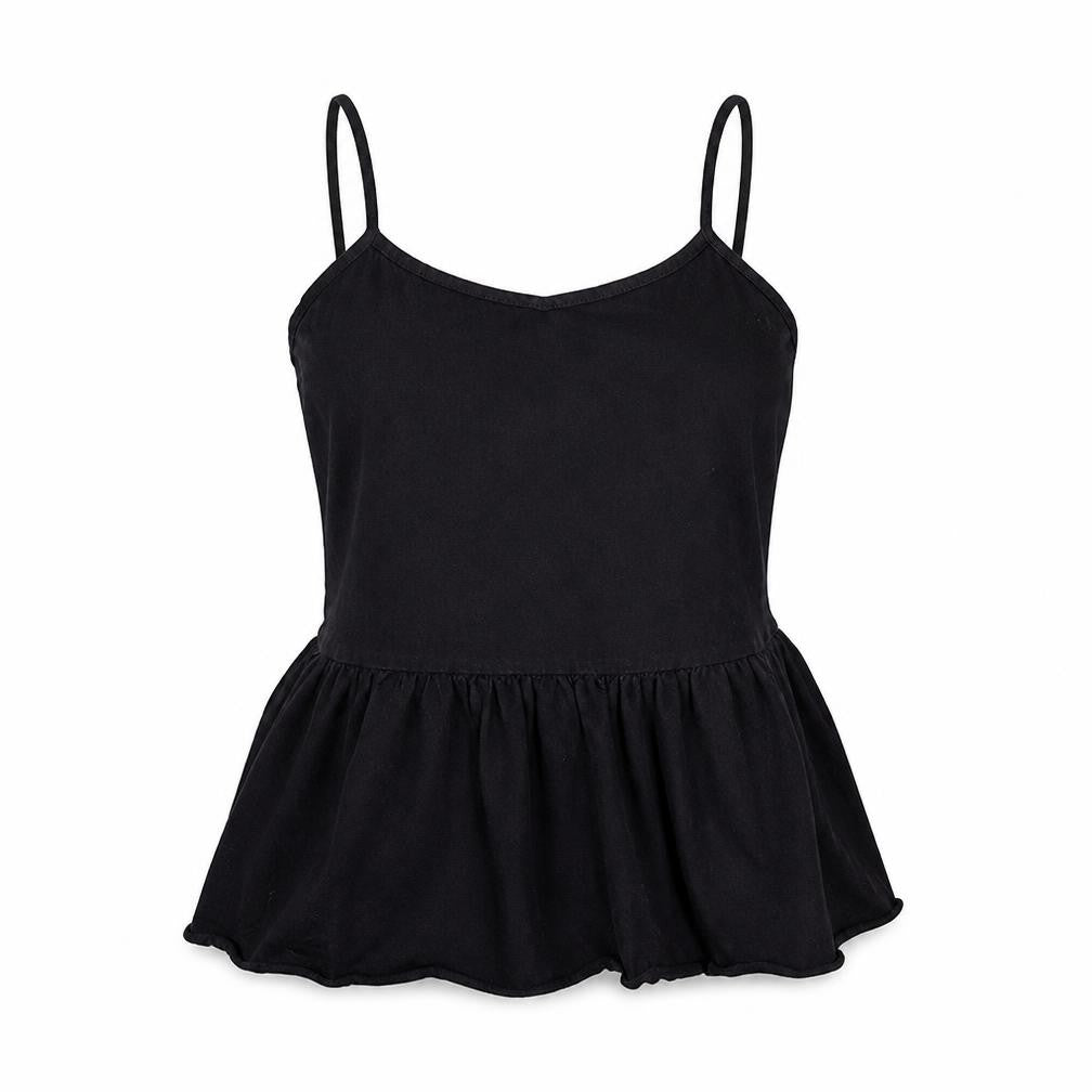 ASOS Womens Black Cotton Camisole Tank Size 8 Scoop Neck