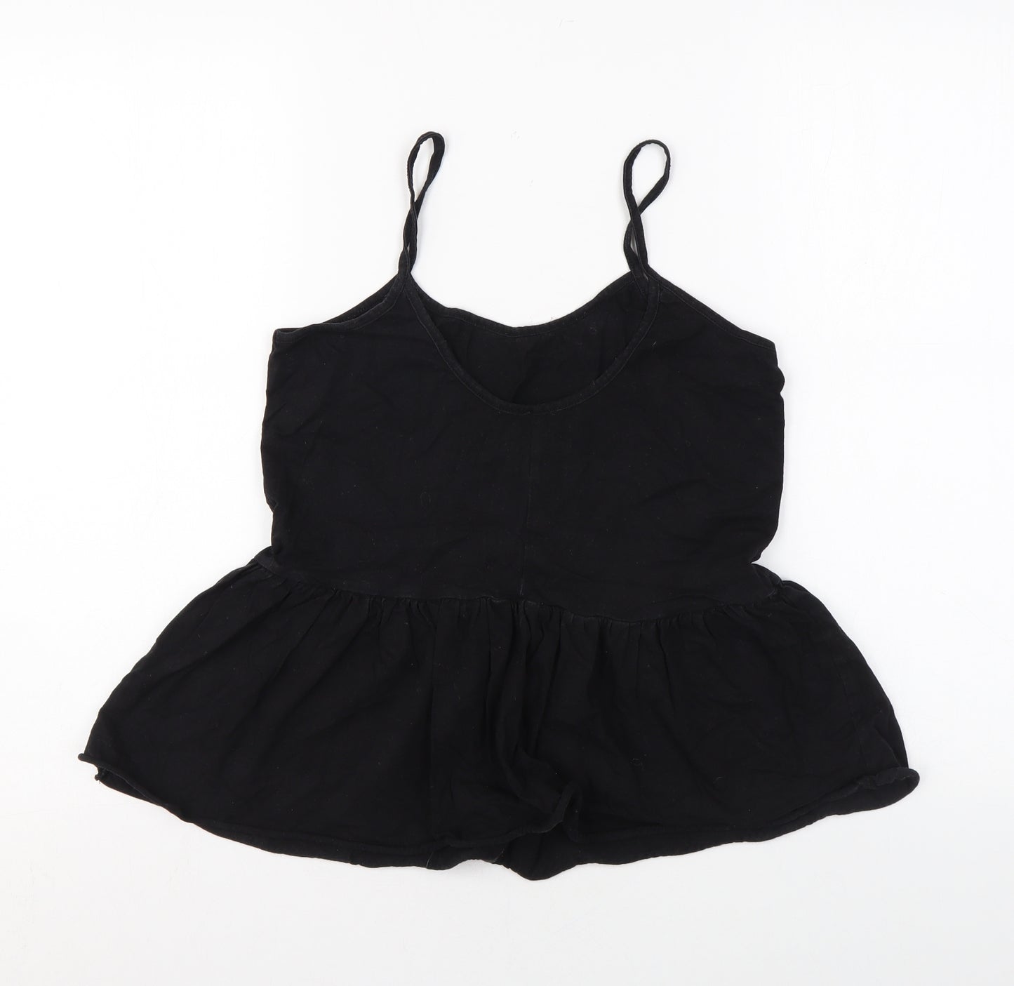 ASOS Womens Black Cotton Camisole Tank Size 8 Scoop Neck