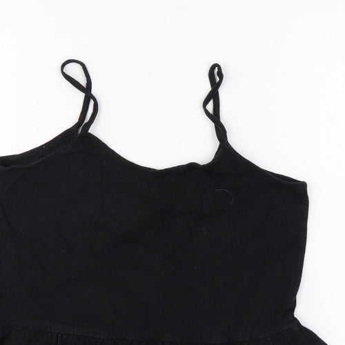 ASOS Womens Black Cotton Camisole Tank Size 8 Scoop Neck