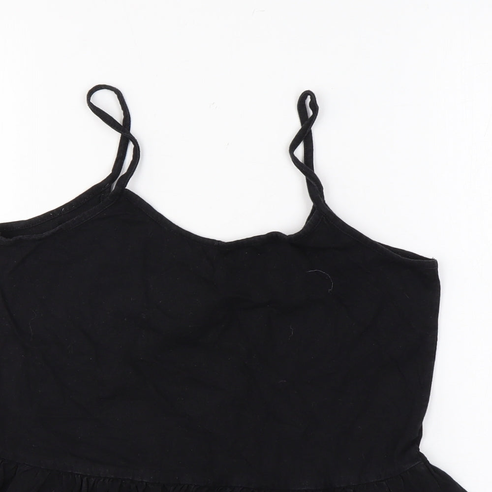 ASOS Womens Black Cotton Camisole Tank Size 8 Scoop Neck