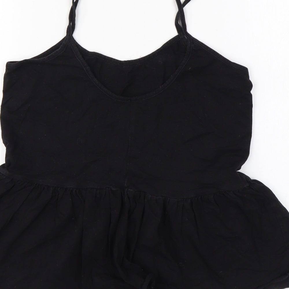ASOS Womens Black Cotton Camisole Tank Size 8 Scoop Neck