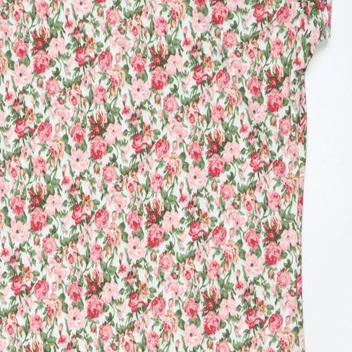 Style Plus Womens Pink Floral Polyester Bodycon Size M Round Neck Pullover