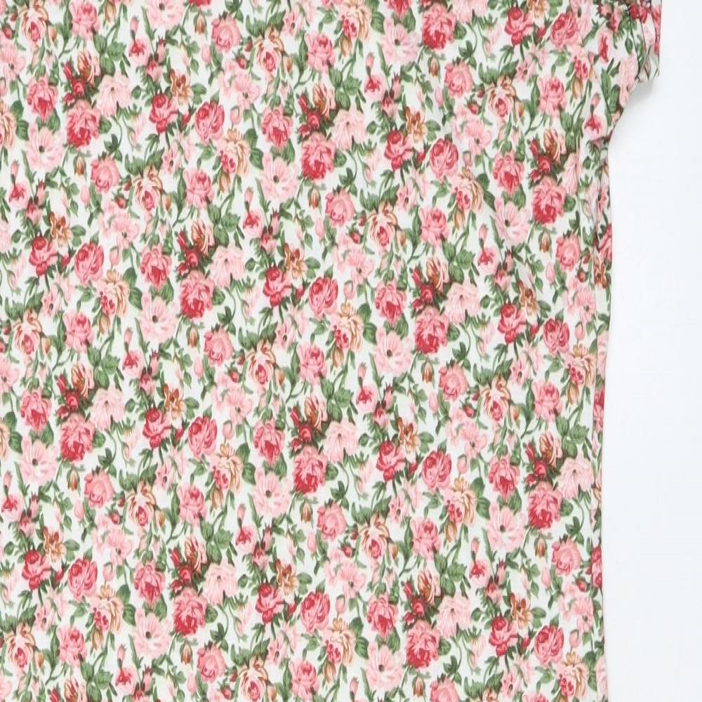 Style Plus Womens Pink Floral Polyester Bodycon Size M Round Neck Pullover