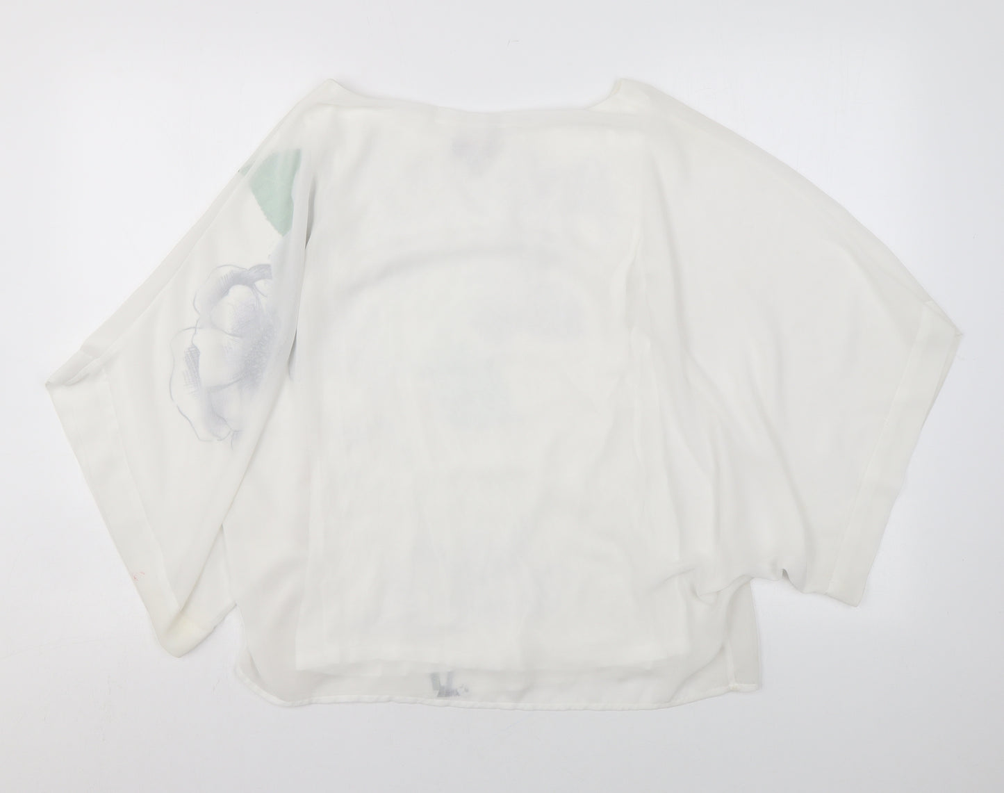 Phase Eight Womens White Floral Polyester Basic Blouse Size S Round Neck