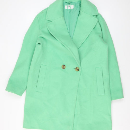 Marks and Spencer Womens Green Overcoat Coat Size 12 Button
