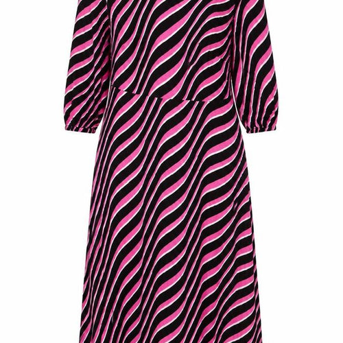 Marks and Spencer Womens Pink Striped Viscose Maxi Size 14 Scoop Neck Zip