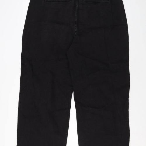 Per Una Womens Black Cotton Wide-Leg Jeans Size 20 L28 in Regular Zip