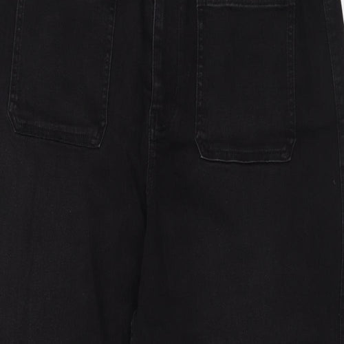 Per Una Womens Black Cotton Wide-Leg Jeans Size 20 L28 in Regular Zip