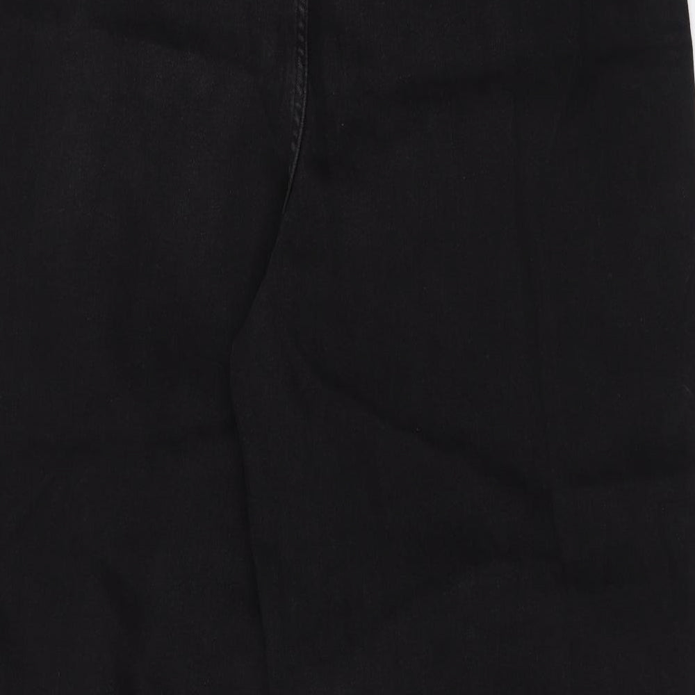 Per Una Womens Black Cotton Wide-Leg Jeans Size 20 L28 in Regular Zip
