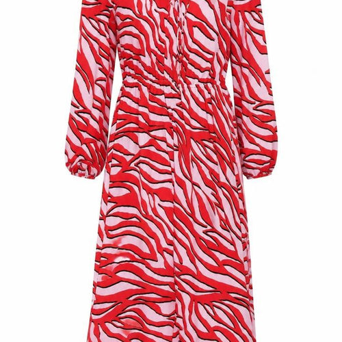 Marks and Spencer Womens Pink Animal Print Polyester Maxi Size 8 V-Neck Tie
