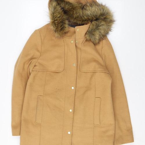 Laura Ashley Womens Brown Overcoat Coat Size 12 Zip